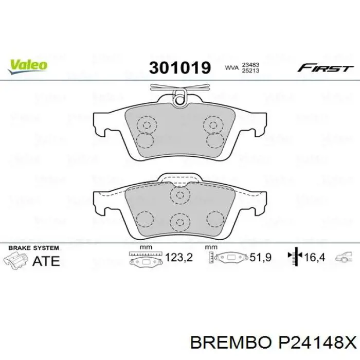 P24148X Brembo Колодки тормозные дисковые комплект