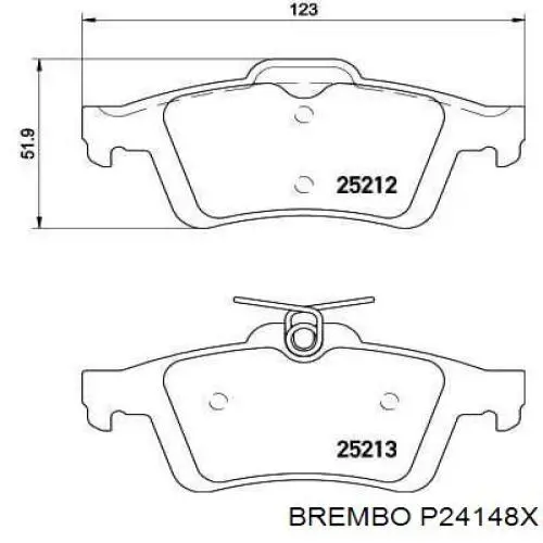 Задние тормозные колодки P24148X Brembo