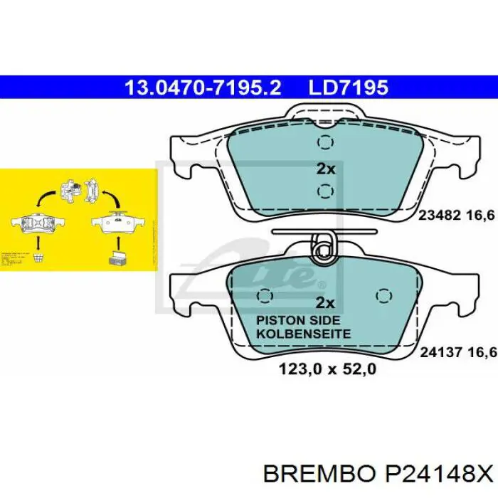 Купить P24148X Brembo Колодки тормозные задние, дисковые