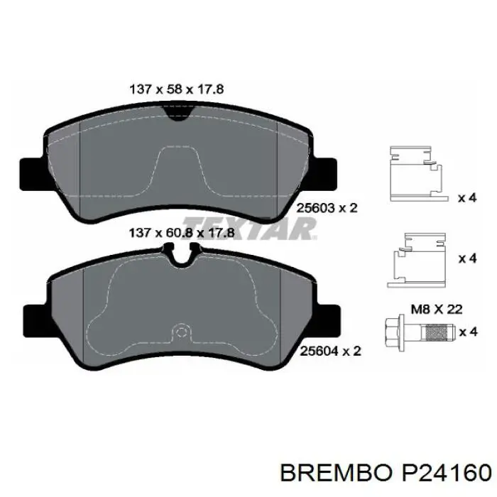 Задние дисковые колодки Brembo P24160