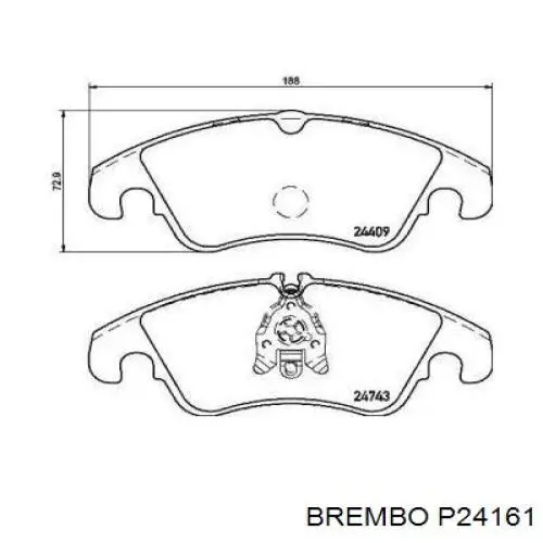 P24161 Brembo колодки тормозные передние дисковые