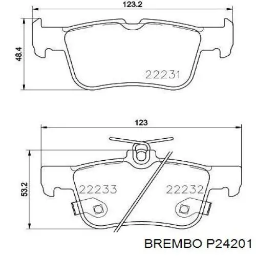 P24201 Brembo sapatas do freio traseiras de disco