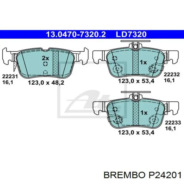Купить P24201 Brembo Колодки тормозные задние, дисковые