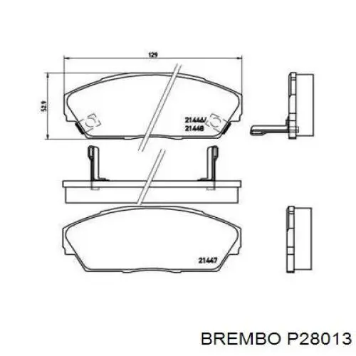P28013 Brembo колодки тормозные передние дисковые