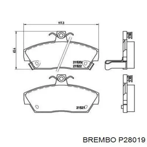 Передние тормозные колодки P28019 Brembo