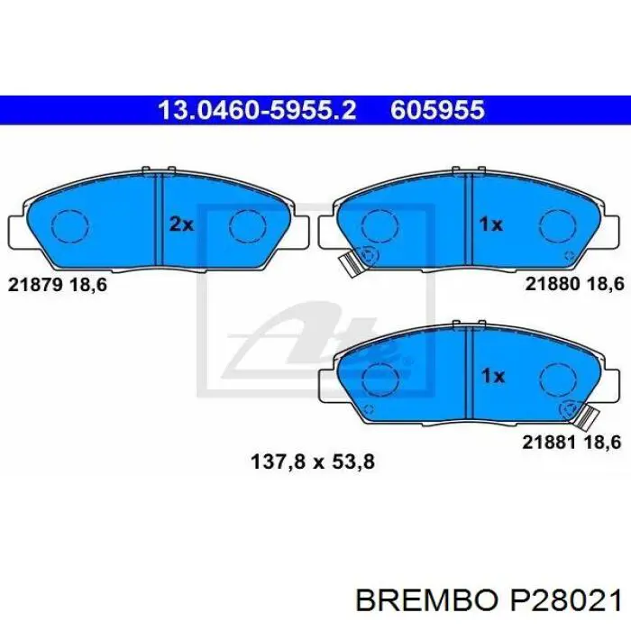 Передние тормозные колодки P28021 Brembo