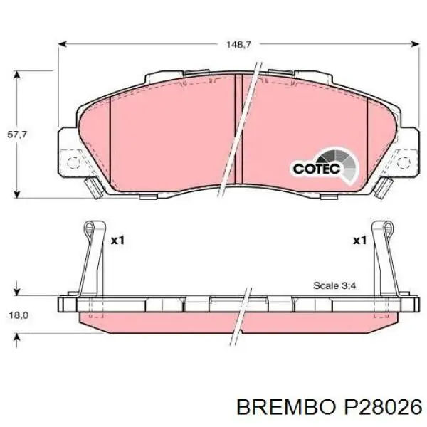 Купить P28026 Brembo Колодки тормозные