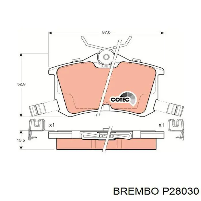 Задние дисковые колодки Brembo P28030