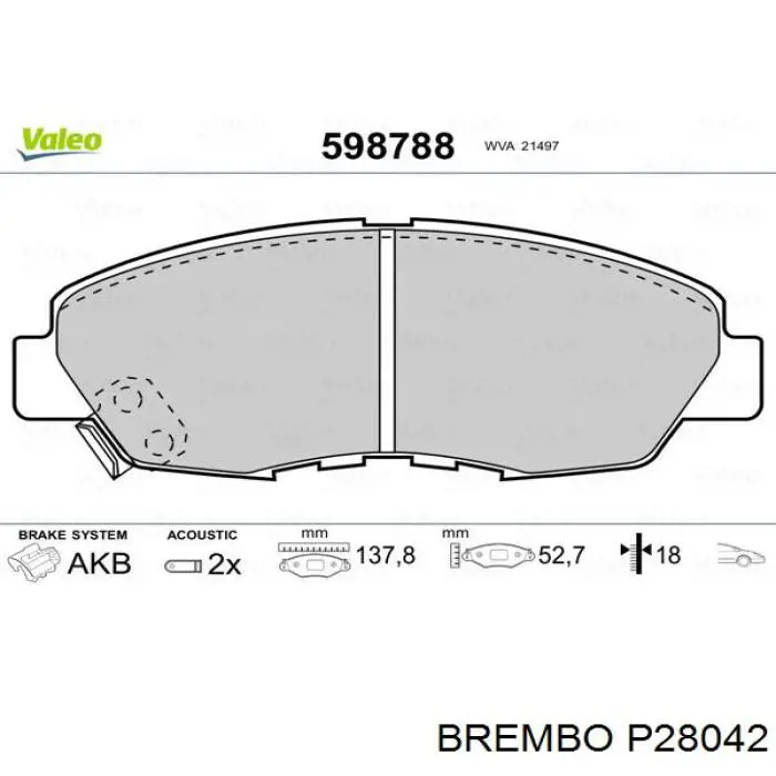 Тормозные колодки Brembo P28042