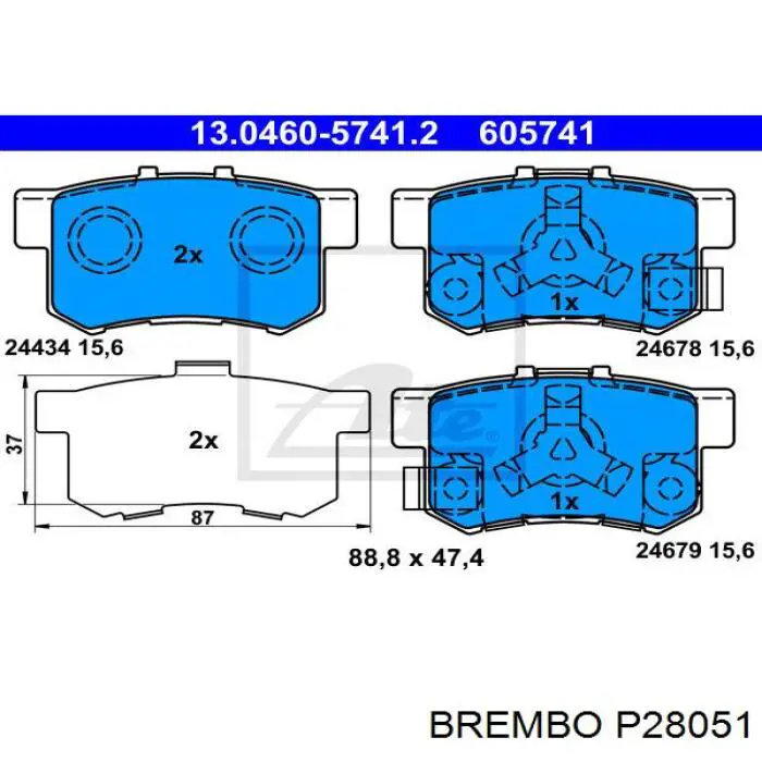 Купить P28051 Brembo Колодки тормозные задние, дисковые