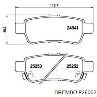 Задние тормозные колодки P28062 Brembo