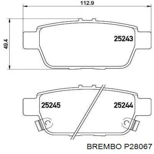 Задние тормозные колодки P28067 Brembo