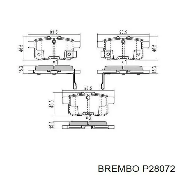 P28072 Brembo Колодки тормозные дисковые комплект