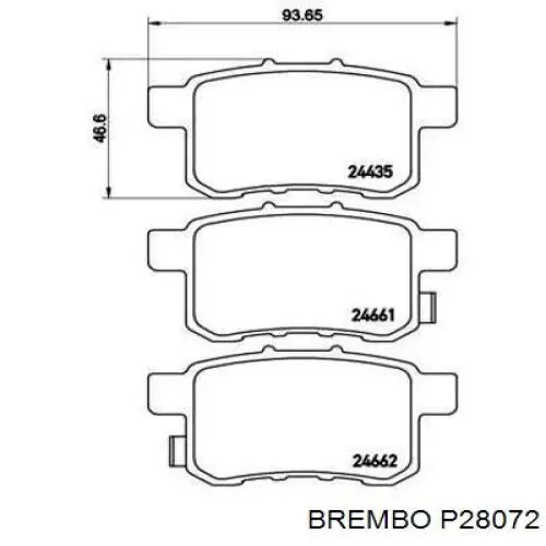 Задние тормозные колодки P28072 Brembo