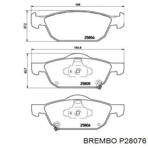 Передние тормозные колодки P28076 Brembo