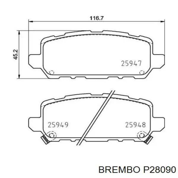 Купить P28090 Brembo Колодки тормозные задние, дисковые