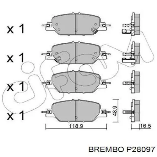 Pastillas de freno traseras P28097 Brembo