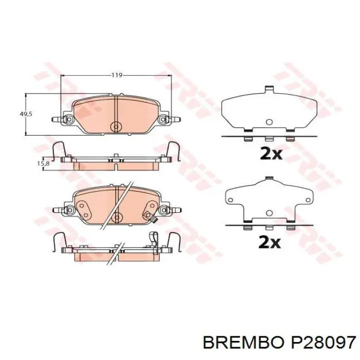 Купить P28097 Brembo Колодки тормозные задние, дисковые