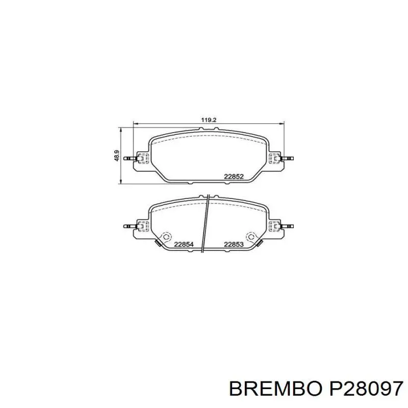 P28097 Brembo sapatas do freio traseiras de disco