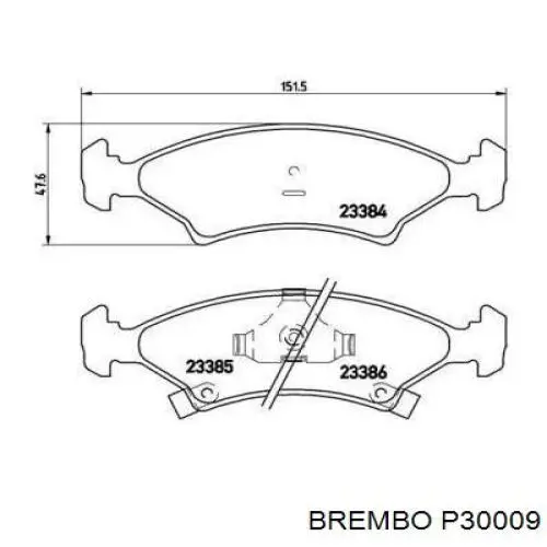P30009 Brembo колодки тормозные передние дисковые