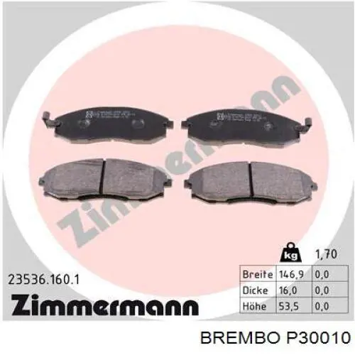 Колодки Brembo P30010 цена, от 21.51 USD