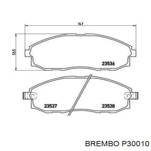 P30010 Brembo колодки тормозные передние дисковые