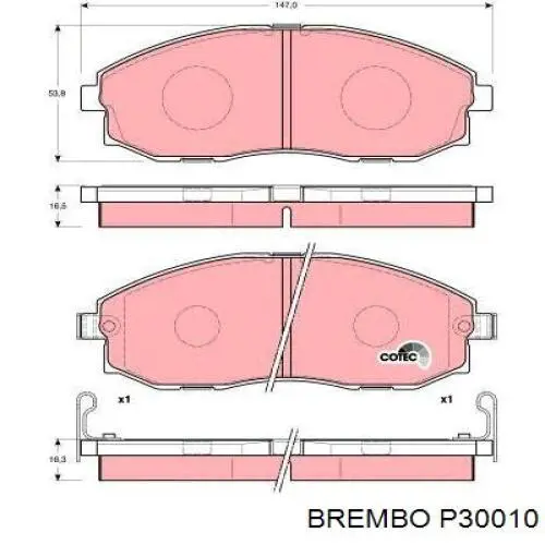 P30010 Brembo Колодки передние