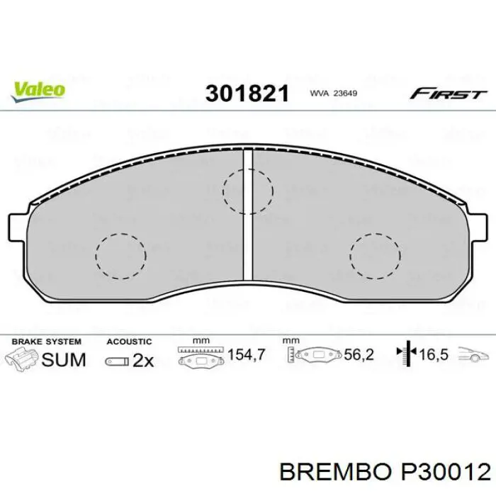 P30012 Brembo Колодки передние