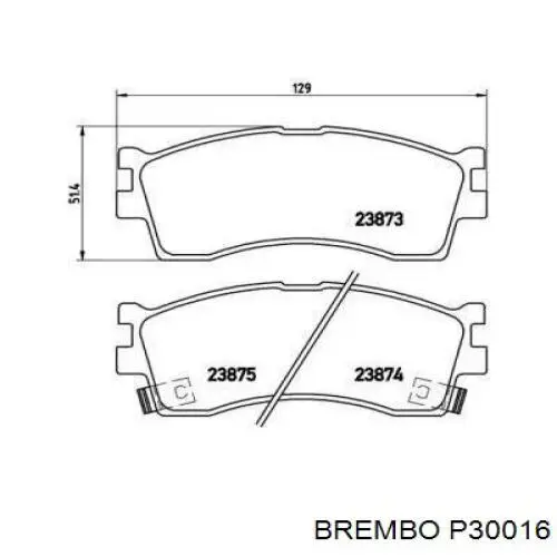 P30016 Brembo колодки тормозные передние дисковые