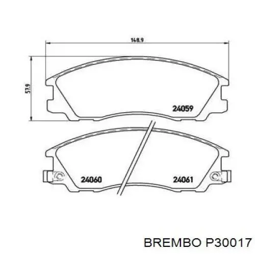 Передние тормозные колодки P30017 Brembo