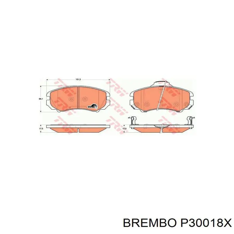 Передние тормозные колодки P30018X Brembo