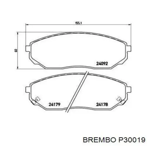 Купить P30019 Brembo Колодки тормозные