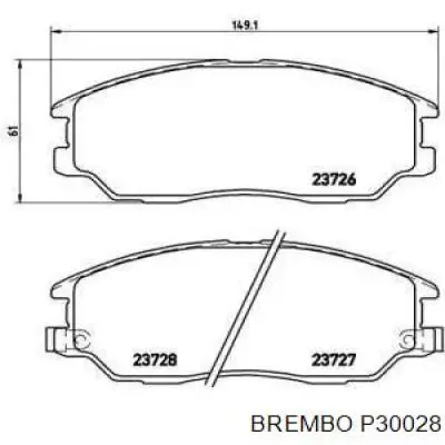 P30028 Brembo колодки тормозные передние дисковые