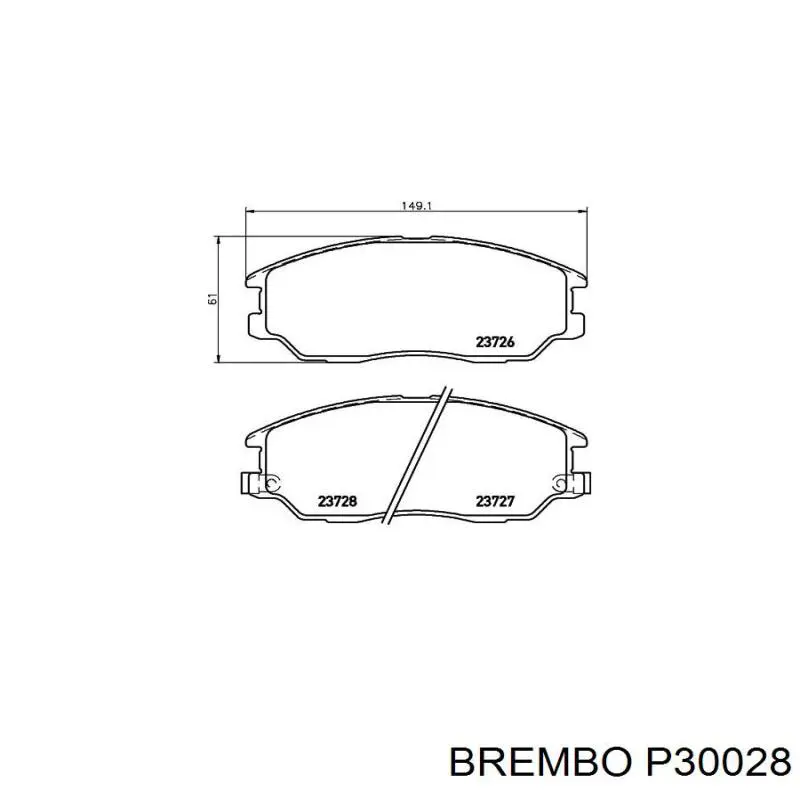 Колодки гальмівні передні, дискові P30028 Brembo