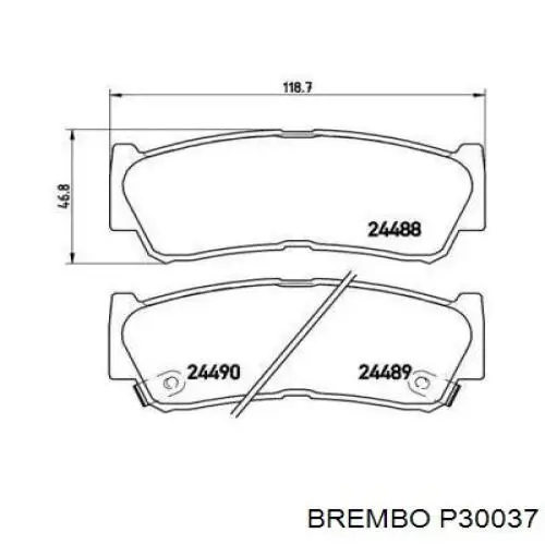 Купить P30037 Brembo Колодки тормозные задние, дисковые