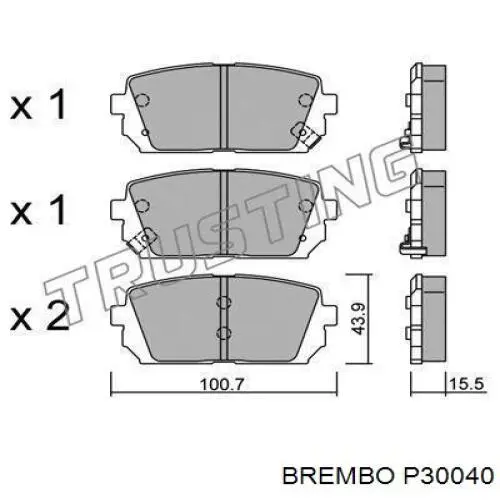 Задние дисковые колодки Brembo P30040