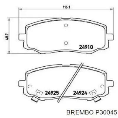 Передние тормозные колодки P30045 Brembo