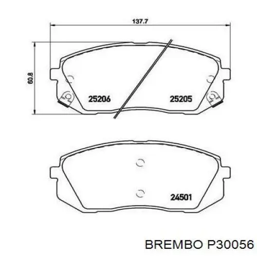Купить P30056 Brembo Колодки тормозные