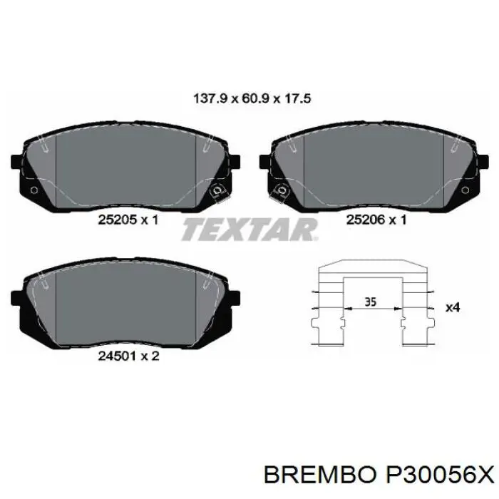 Колодки Brembo P30056X цена, от 32.47 USD