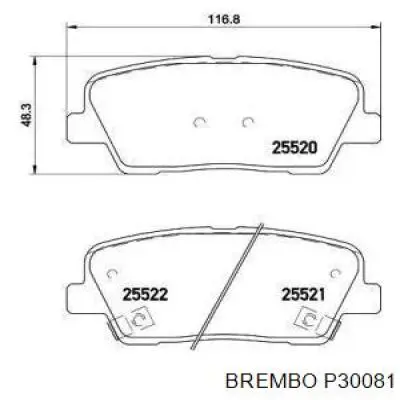 Pastillas de freno traseras P30081 Brembo