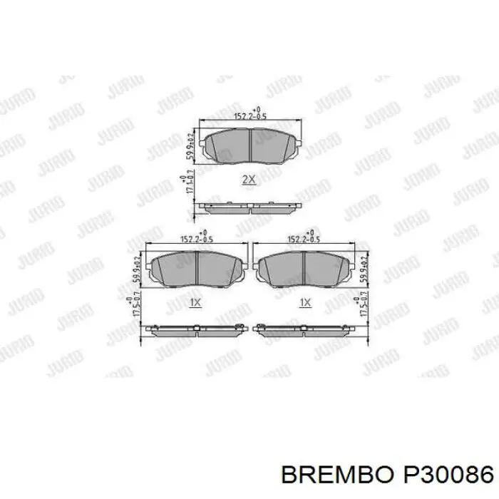 Тормозные колодки Brembo P30086