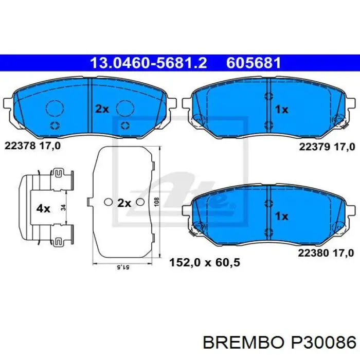 Купить P30086 Brembo Колодки тормозные