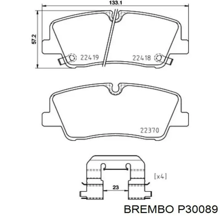 P30089 Brembo sapatas do freio traseiras de disco