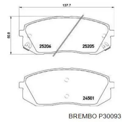 P30093 Brembo Колодки передние