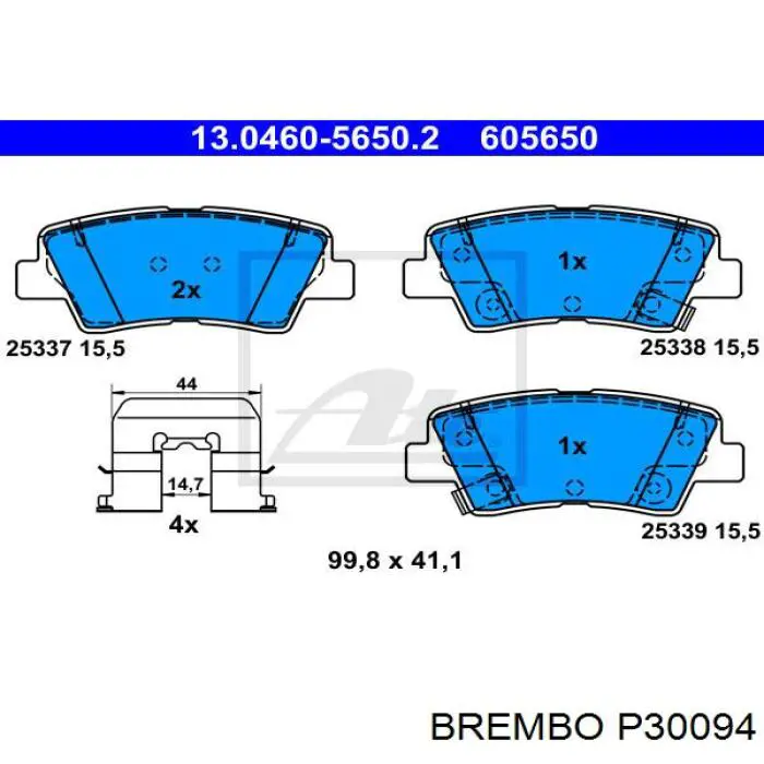 P30094 Brembo Колодки тормозные дисковые комплект