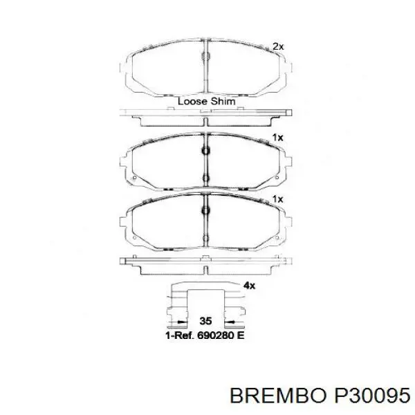 Передние тормозные колодки P30095 Brembo