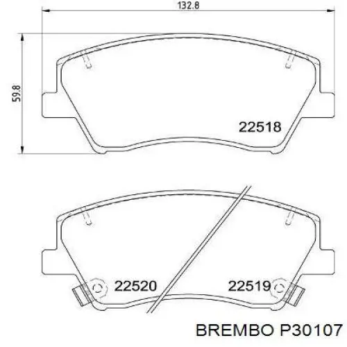 P30107 Brembo sapatas do freio dianteiras de disco