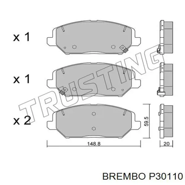 Pastillas de freno delanteras P30110 Brembo