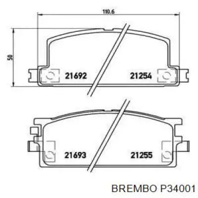 Передние тормозные колодки P34001 Brembo