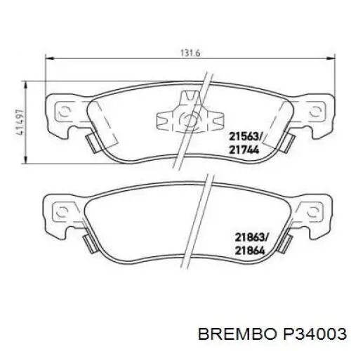 Задние тормозные колодки P34003 Brembo